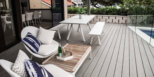 Silver Poolside Deck decking composite timber grey sydney 1decks nsw alfresco entertaining 