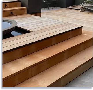 A backyard deck with steps in Sydney
